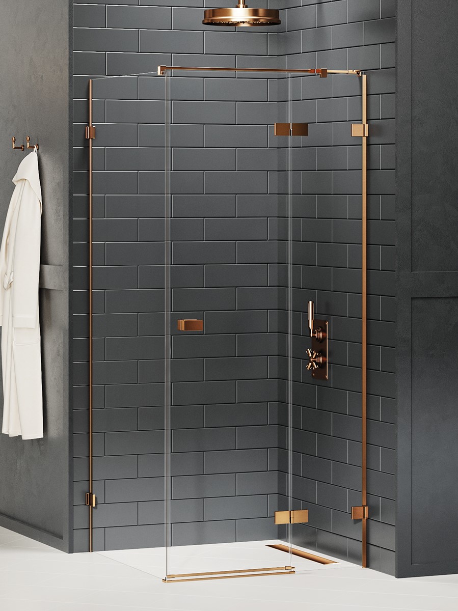New Trendy Avexa Copper Brushed kabina prysznicowa 80x100 cm prostokątna prawa miedź szczotkowana/szkło przezroczyste EXK-3578
