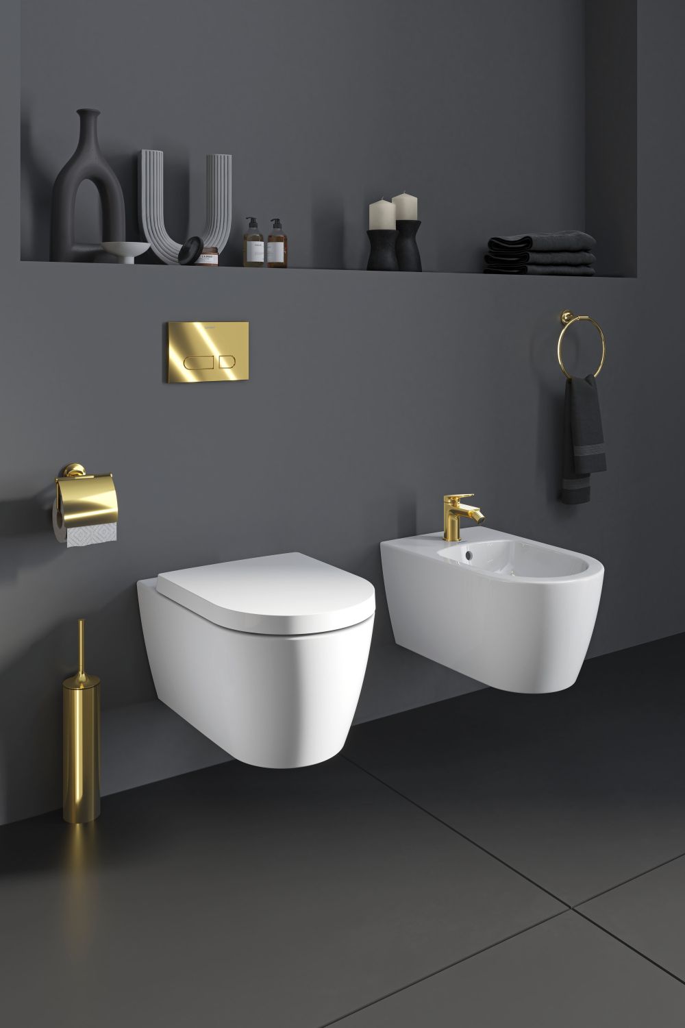 Duravit Wave bateria bidetowa stojąca złoto polerowane WA2400001034