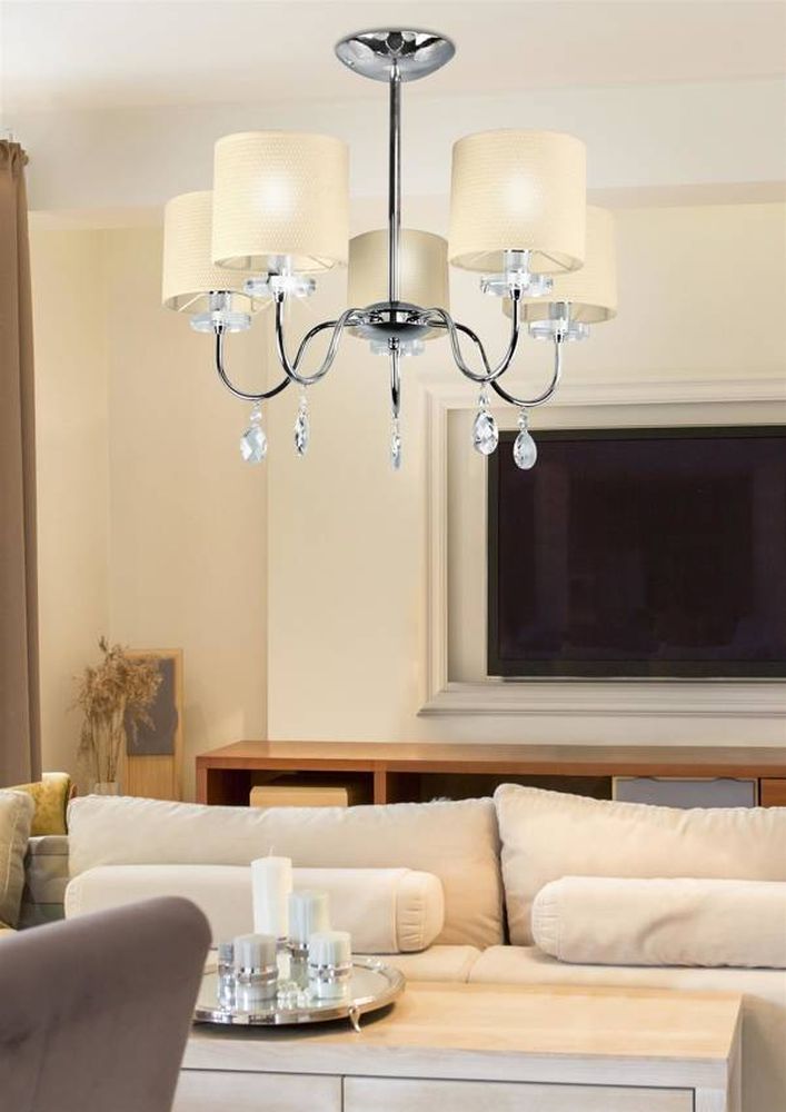 Candellux Estera lampa podsufitowa 5x40W kremowa/chrom 35-11671