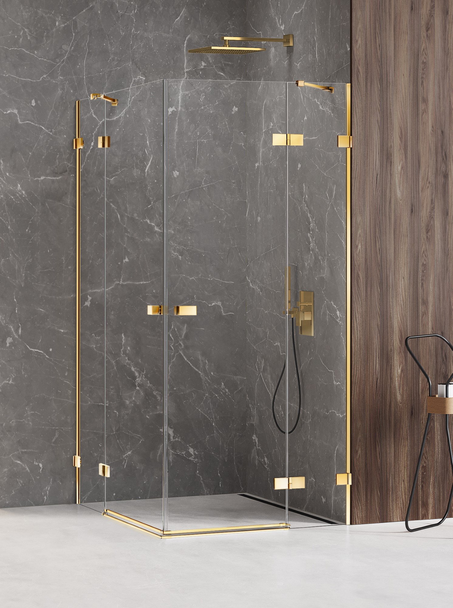 New Trendy Avexa Gold Shine kabina prysznicowa 120x100 cm prostokątna złoty połysk/szkło przezroczyste EXK-1706