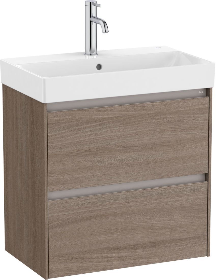 Roca Unik zestaw łazienkowy 60 cm umywalka z szafką ciemny wiąz A851684511