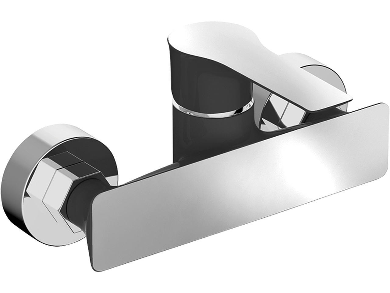 Laveo Raila bateria prysznicowa ścienna czarny/chrom BLL740D