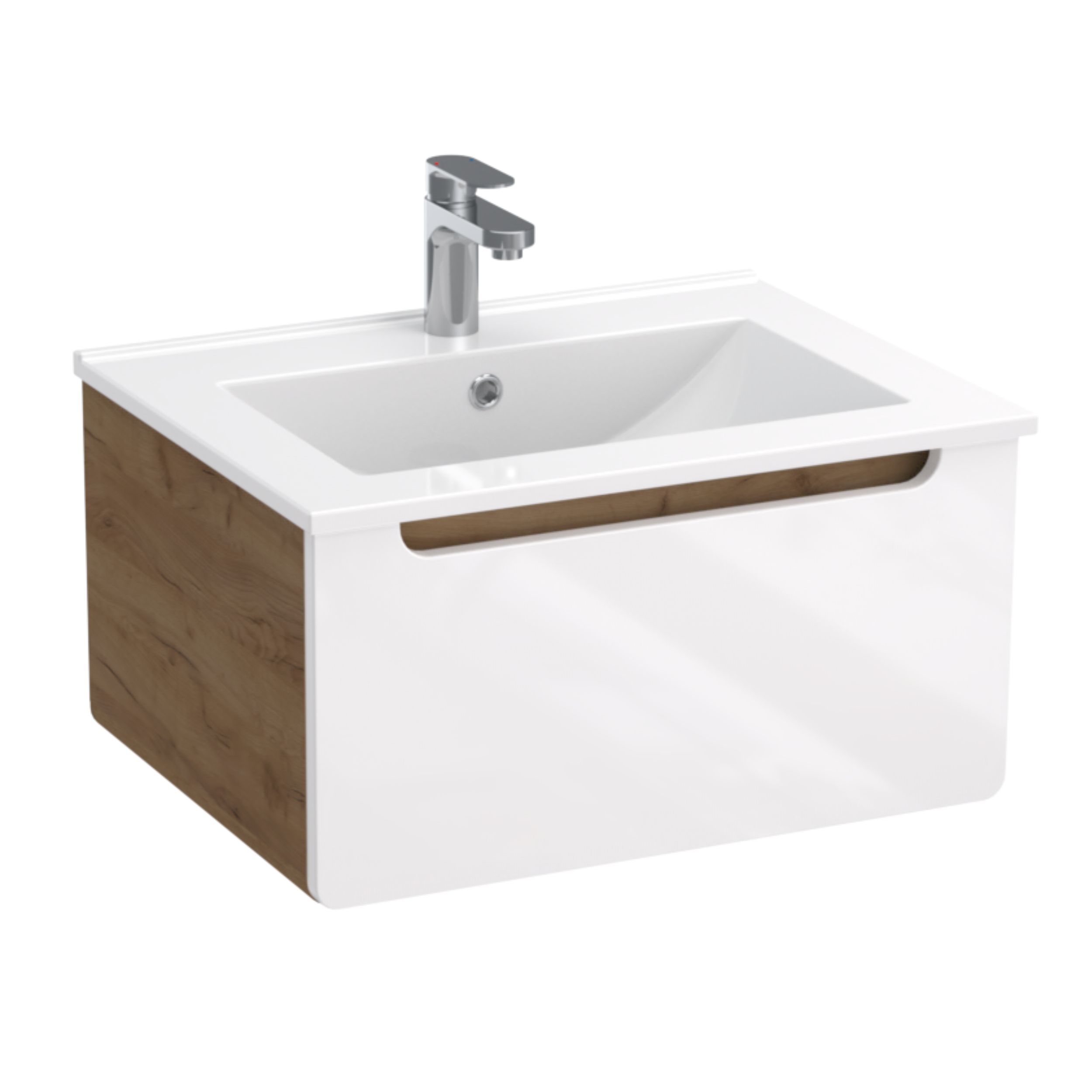 Strama Lupo szafka 59,5x45,6x30 cm podumywalkowa wisząca biały połysk/dąb craft złoty 22.103.00