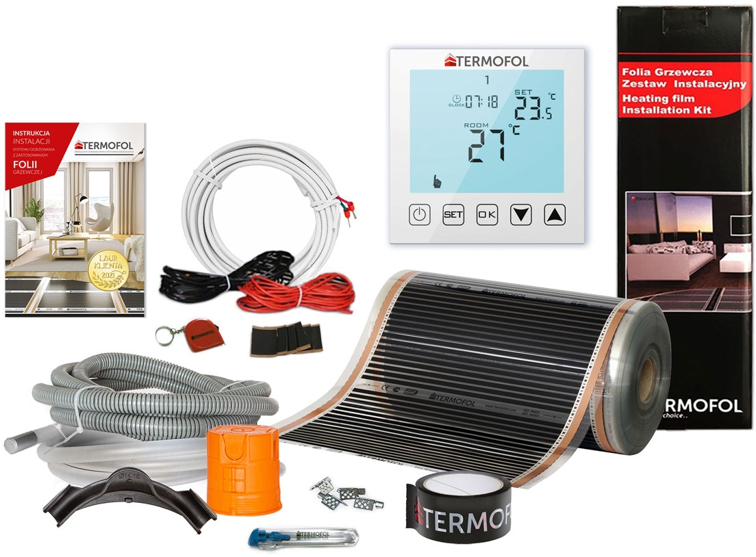 Termofol TF folia grzewcza 5 m2 220W/m2 z akcesoriami i termoregulatorem TF-H1 białym TF310.220.H1.50