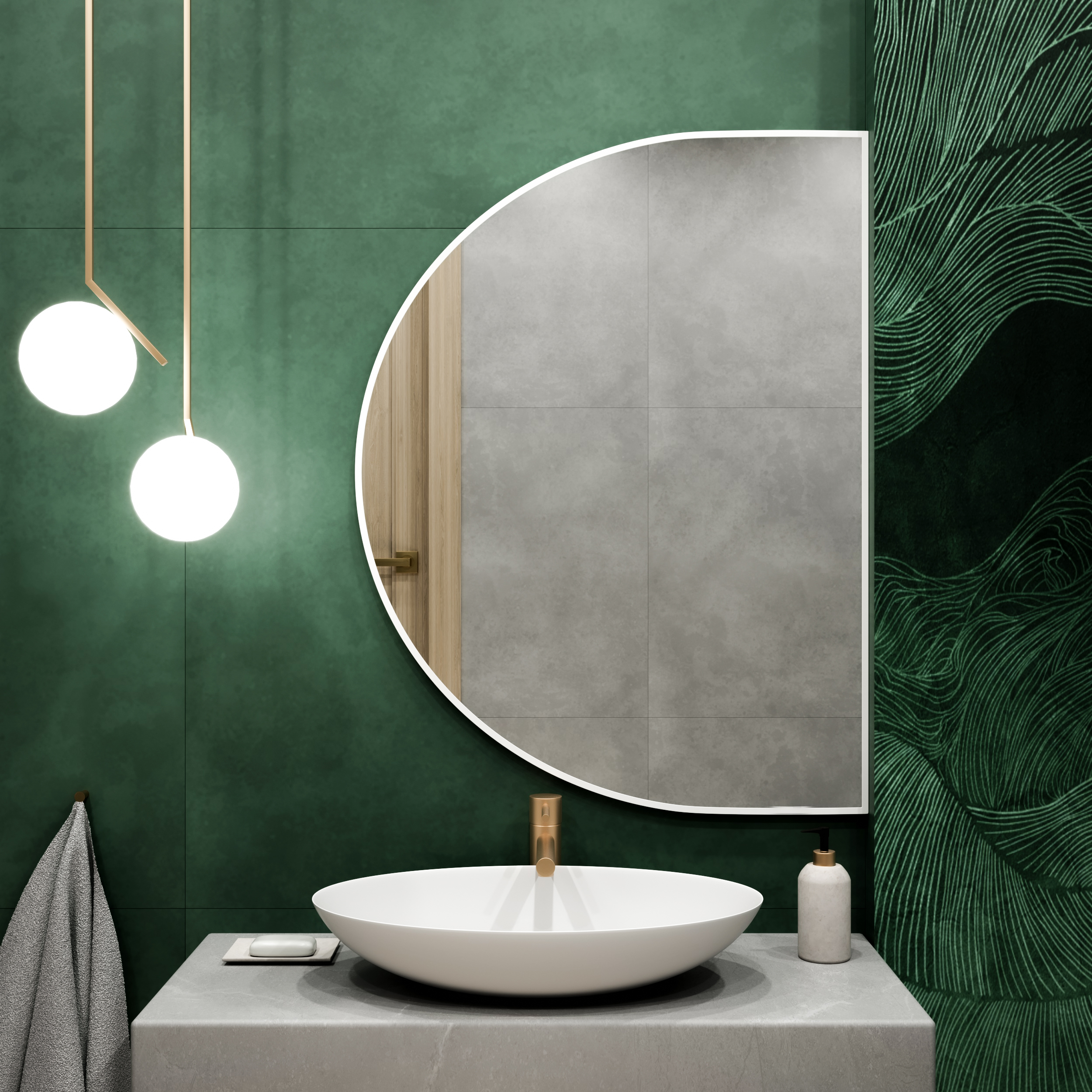 Baltica Design Tiny Border Semi Round lustro 90x65 cm białe