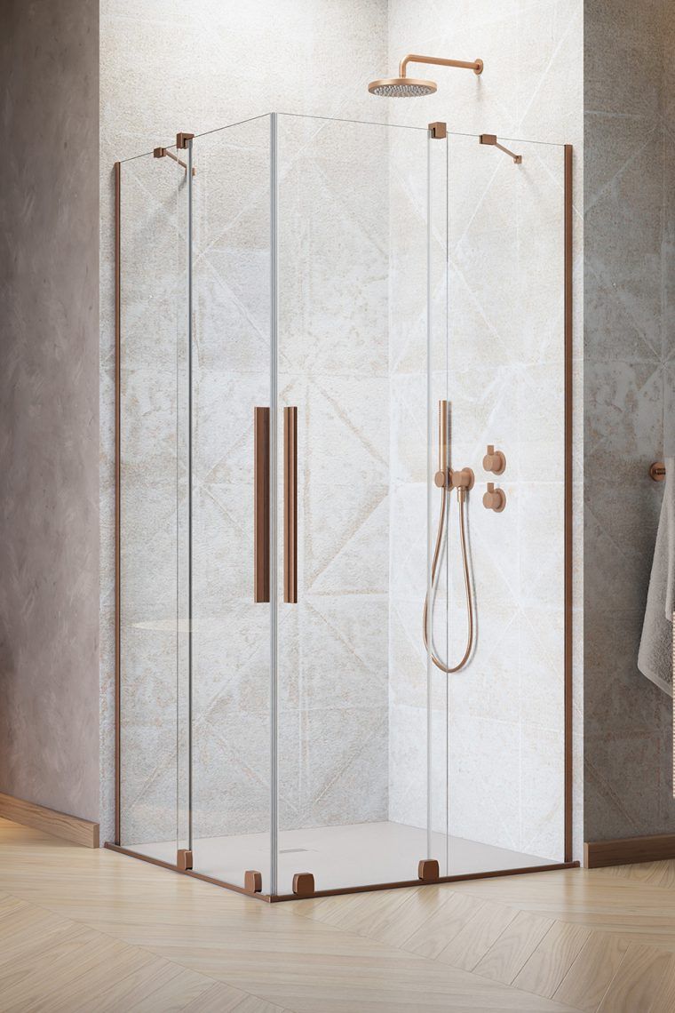 Radaway Furo Brushed Copper KDD kabina prysznicowa część prawa 90x90 cm kwadratowa 10105090-93-01R