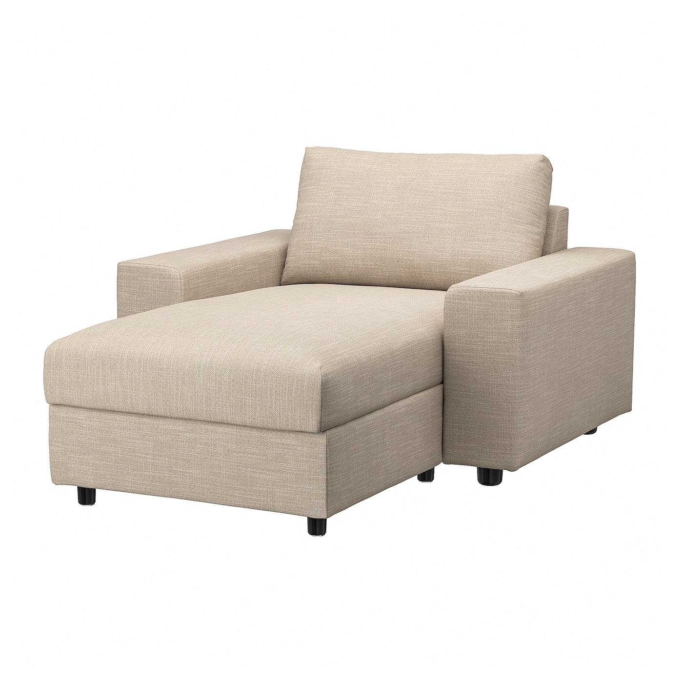 IKEA VIMLE szezlong, z szerokimi podłokietnikami/Hillared beżowy, Wysokość z poduchami oparcia: 83 cm