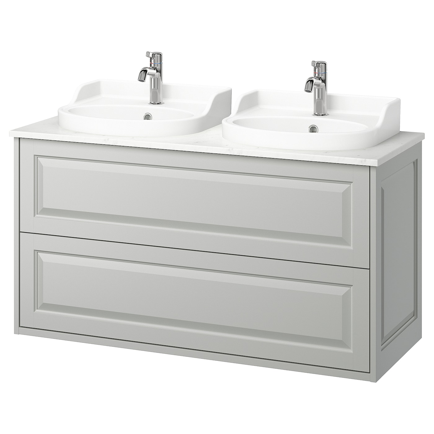IKEA TÄNNFORSEN / RUTSJÖN szaf umyw z szufladami/umyw/baterie, jasnoszary, 122x49x76 cm