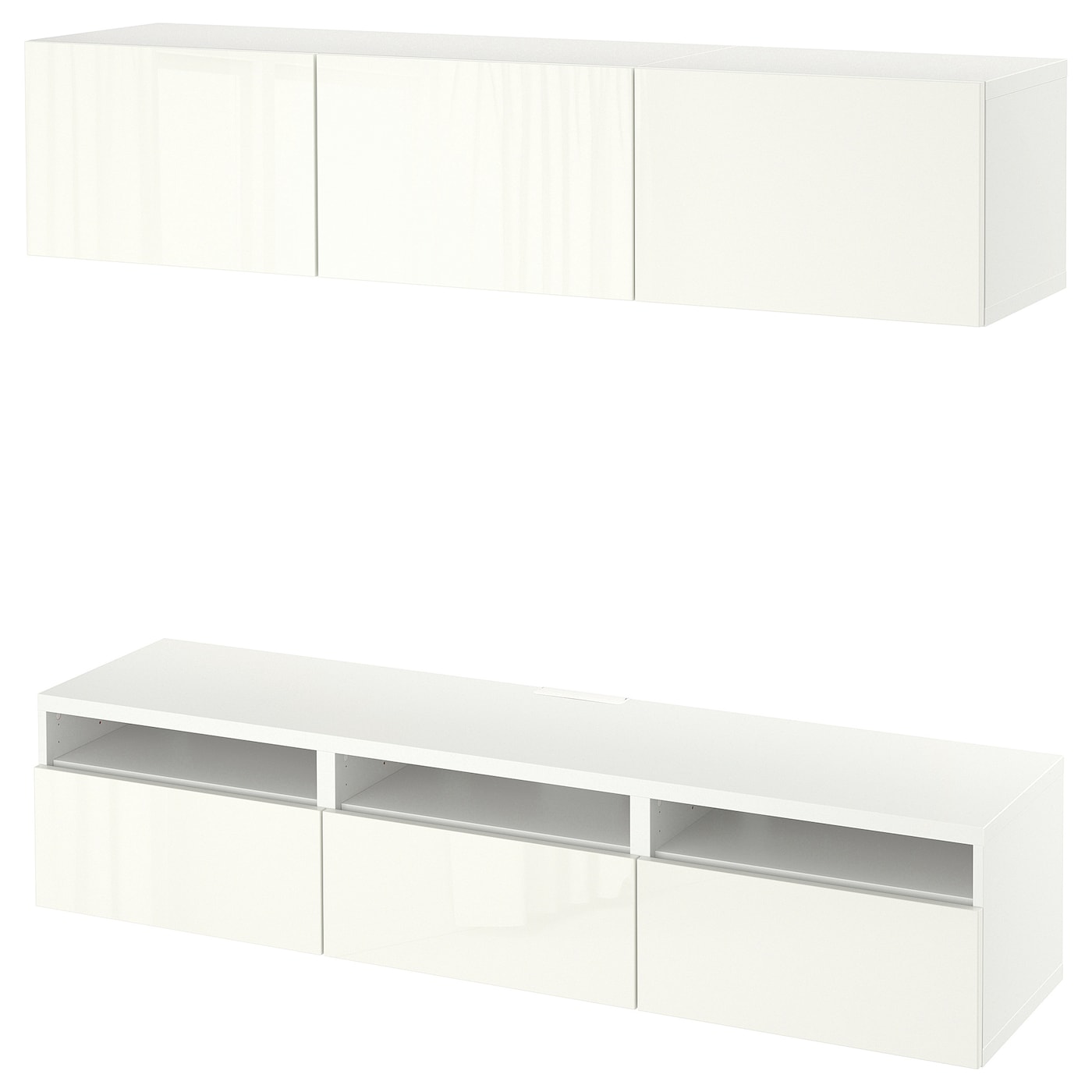 IKEA BESTÅ szafka pod TV, biały/Selsviken połysk/biel, 180x42x185 cm
