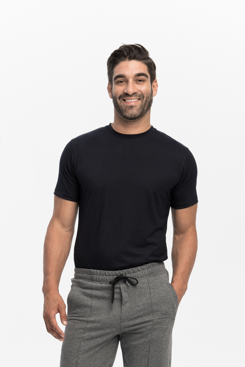 T-shirt sportowy Icefeel z wełny merino i eukaliptusa, granatowy