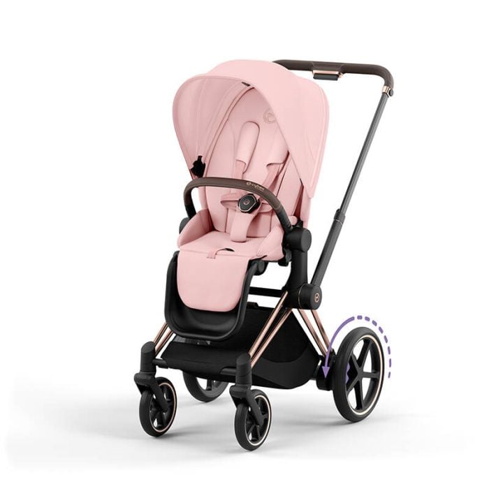 Cybex e-Priam - wózek spacerowy z napędem elektrycznym-Peach Pink-Chrome Brown