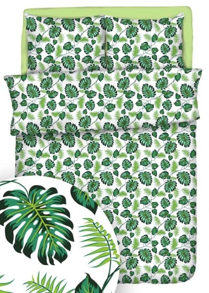 Pościel kora 160x200, 100% bawełna wz. Liście palm