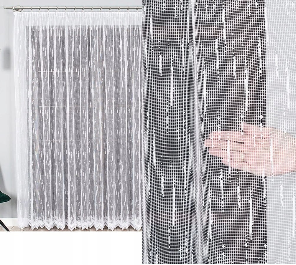 Firanka gotowa żakardowa 235x500cm biała 000146 BT FIRANA DŁUGA DESZCZYK