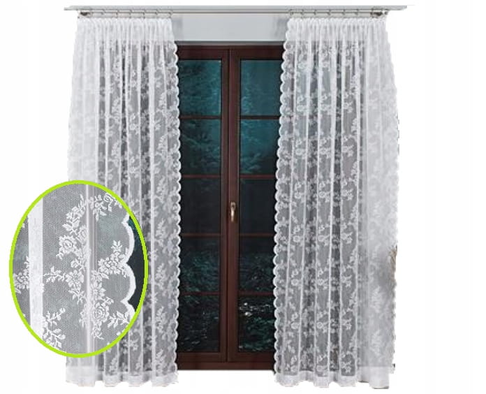 Zestaw 2 firan Kwiatuszki na okno tarasowe 250x150 - Idealne do salonu