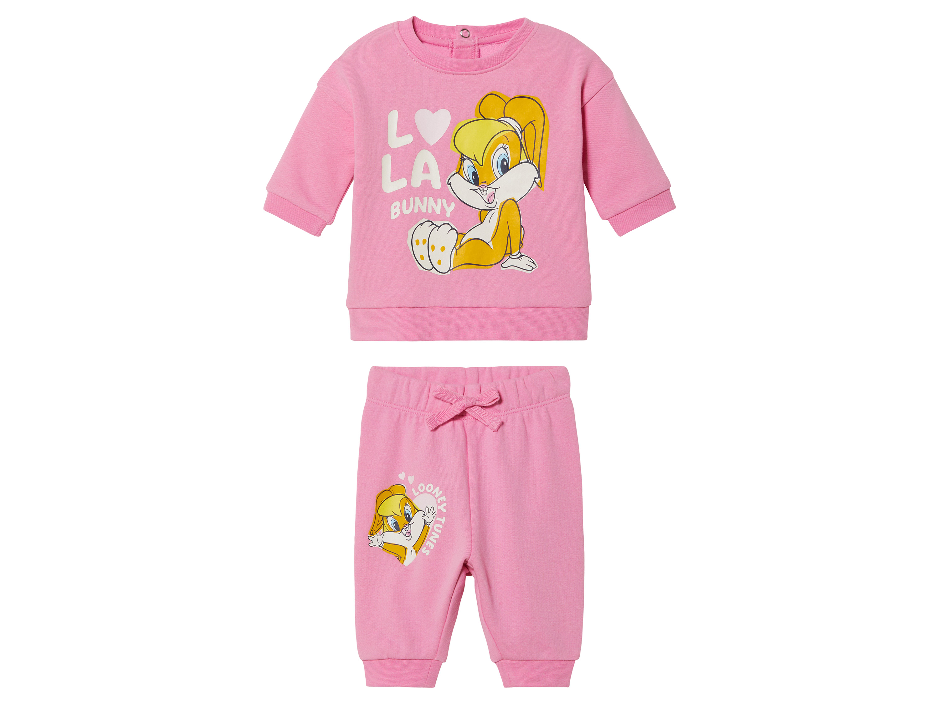 Dres niemowlęcy z bawełną, z postaciami Looney Tunes koszulka + spodnie 62/68, Różowy
