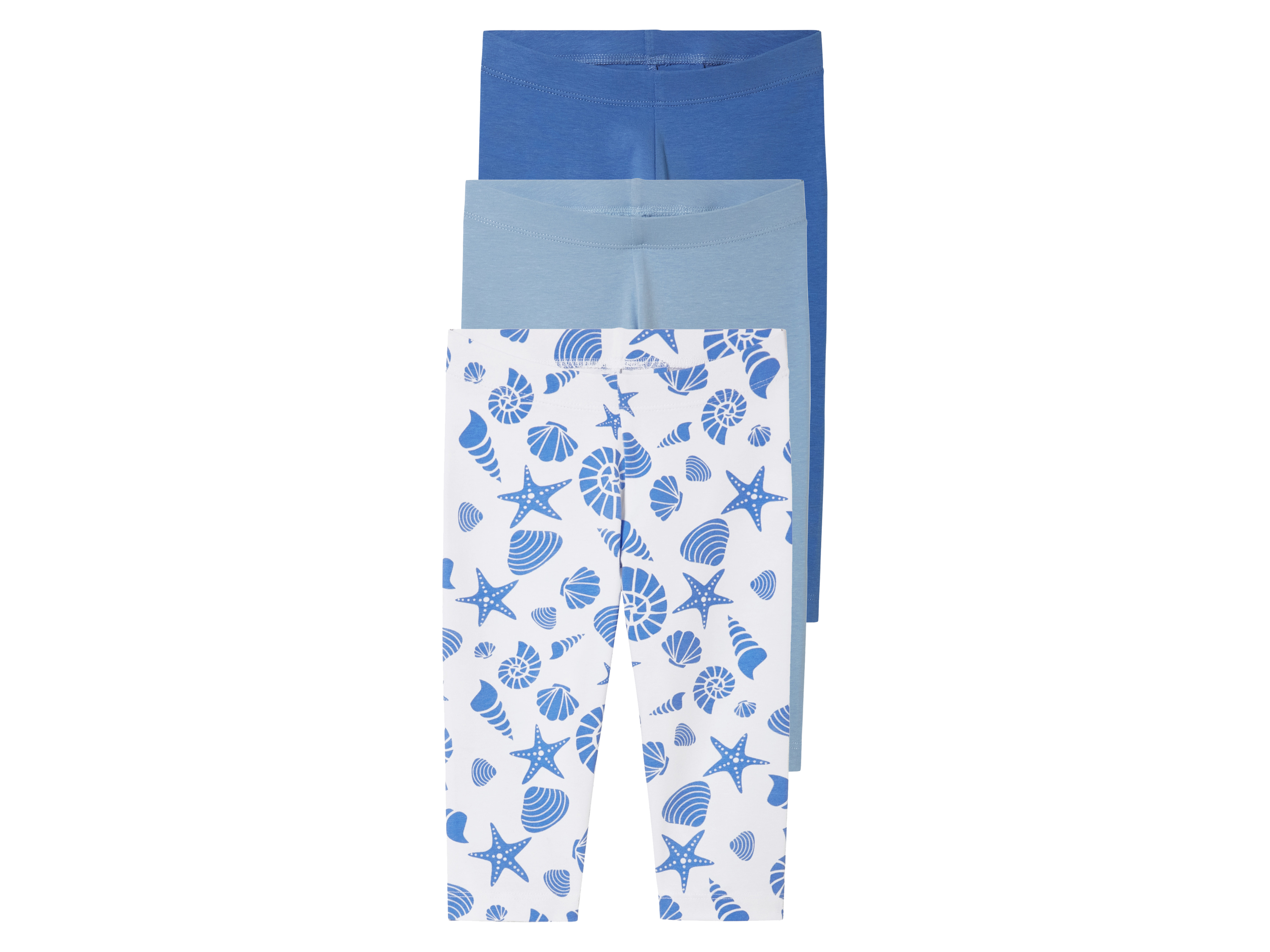 lupilu Legginsy dziecięce 3/4 z bawełną, 3 pary Niebieski, 98/104