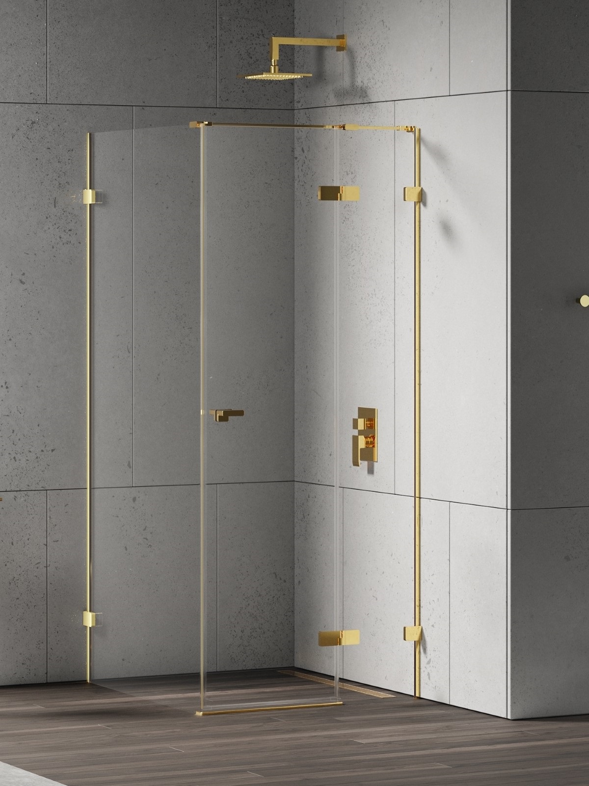 Darmowa Dostawa - Kabina prysznicowa 100x80 cm prostokątna złoty połysk/szkło przezroczyste New Trendy Eventa Gold Shine EXK4732