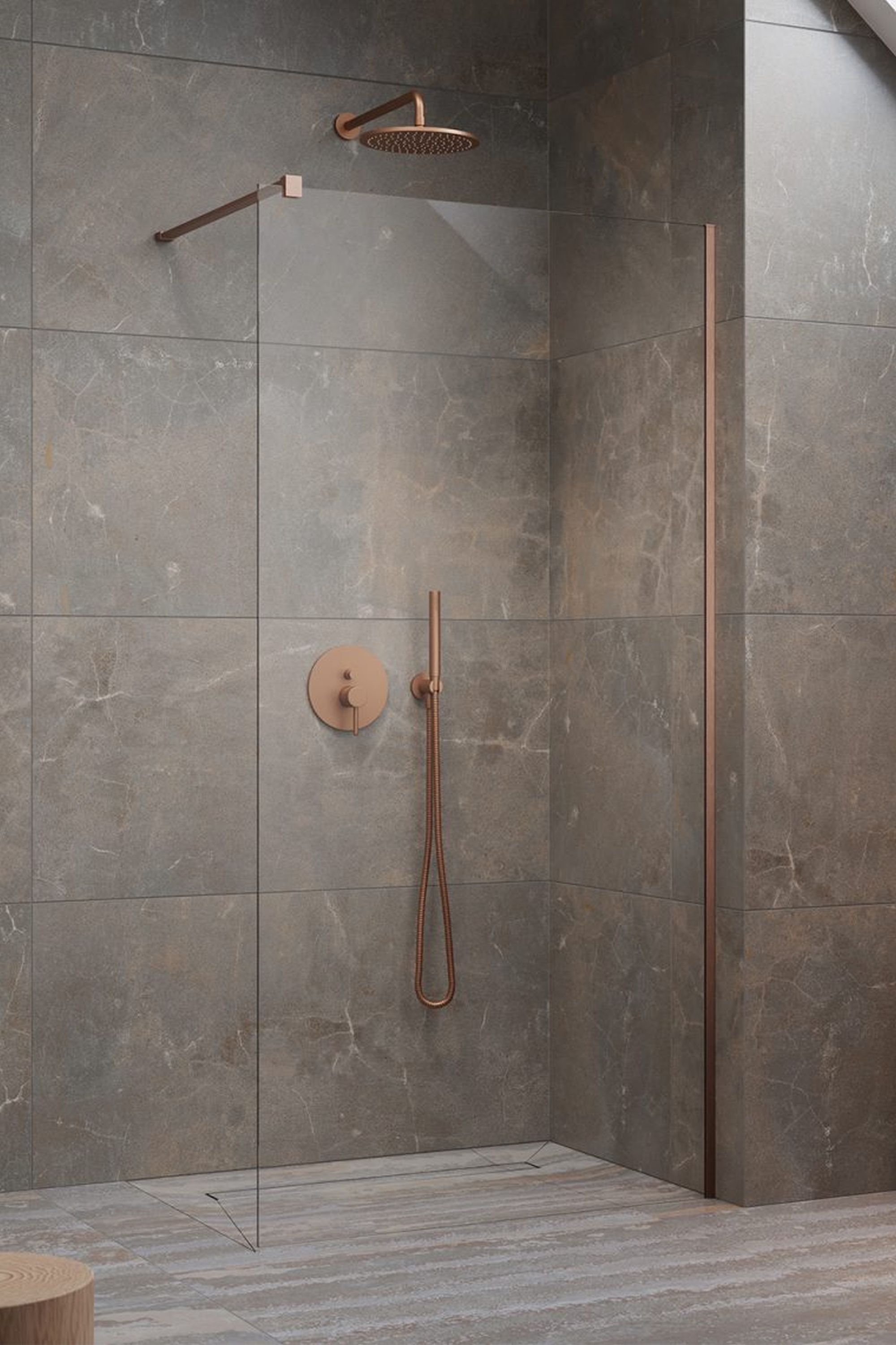 Darmowa Dostawa - Ścianka prysznicowa walk-in 105 cm Radaway Modo New Brushed Copper II 3891059301