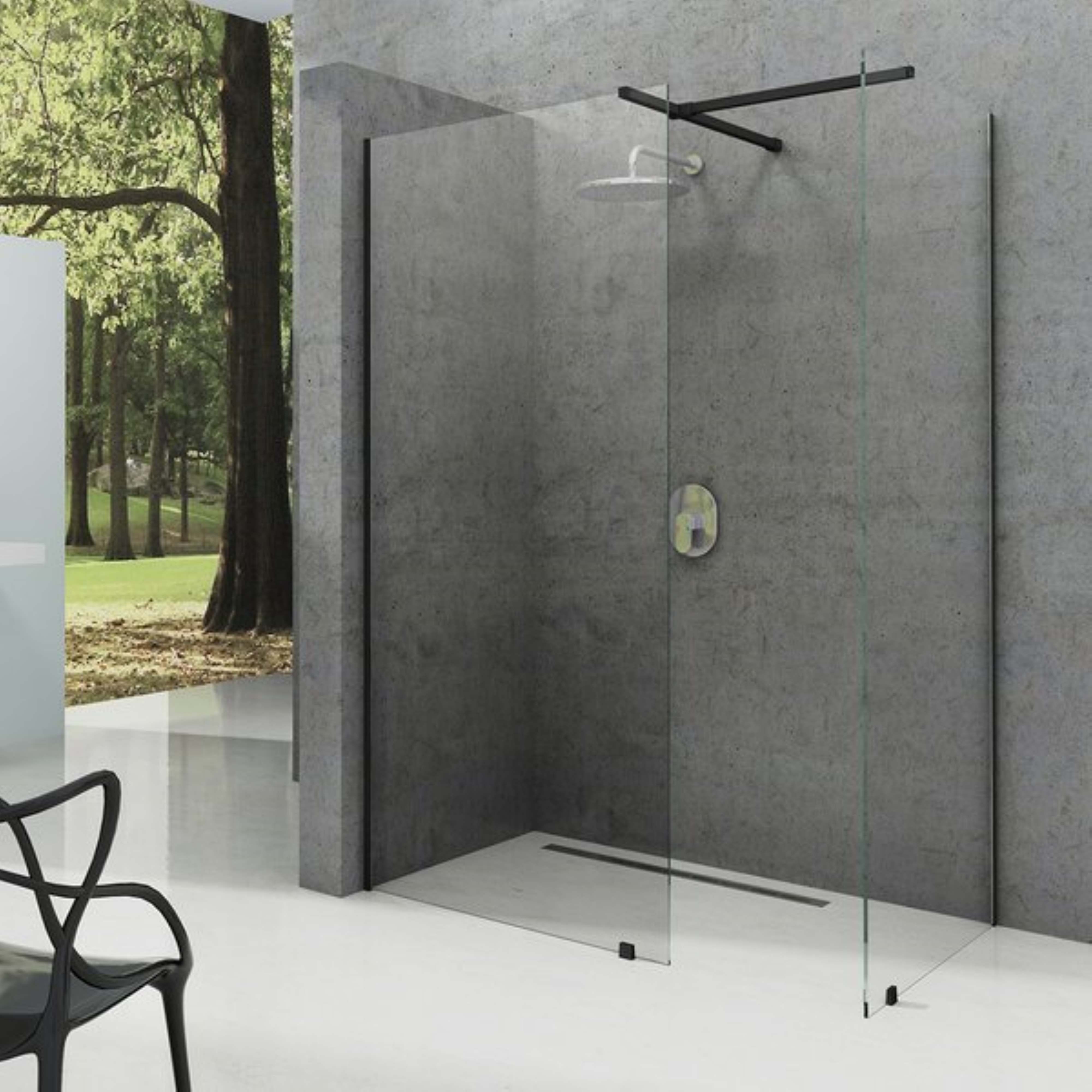 Darmowa Dostawa - Ścianka prysznicowa walk-in 130 cm czarny mat/szkło przezroczyste Ravak Walk-In GW9WJ0300Z1