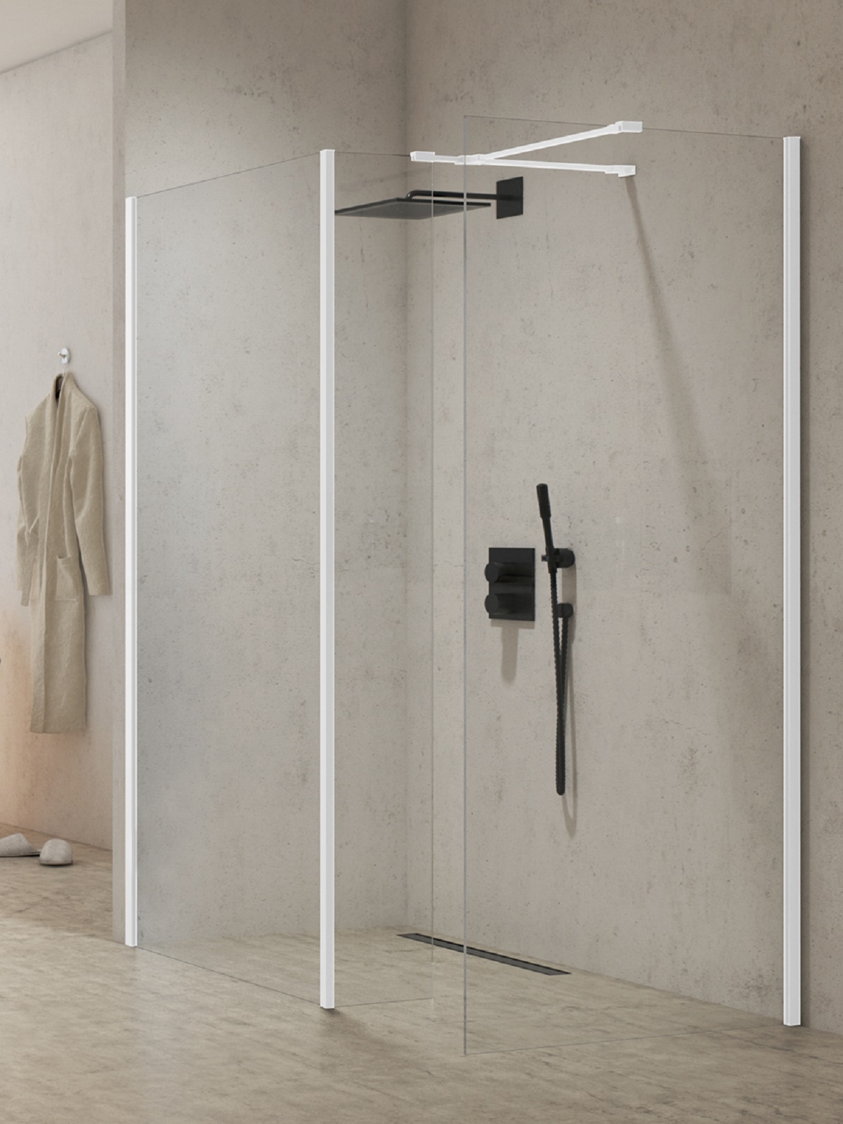 Darmowa Dostawa - Ścianka prysznicowa walk-in 90 cm biały mat/szkło przezroczyste New Trendy New Modus White EXK6984