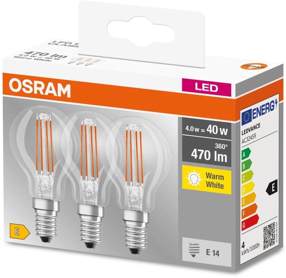 Darmowa Dostawa - Żarówki LED Multipack 3x4 W 2700 K e14 Osram LED Lamps 4058075819337