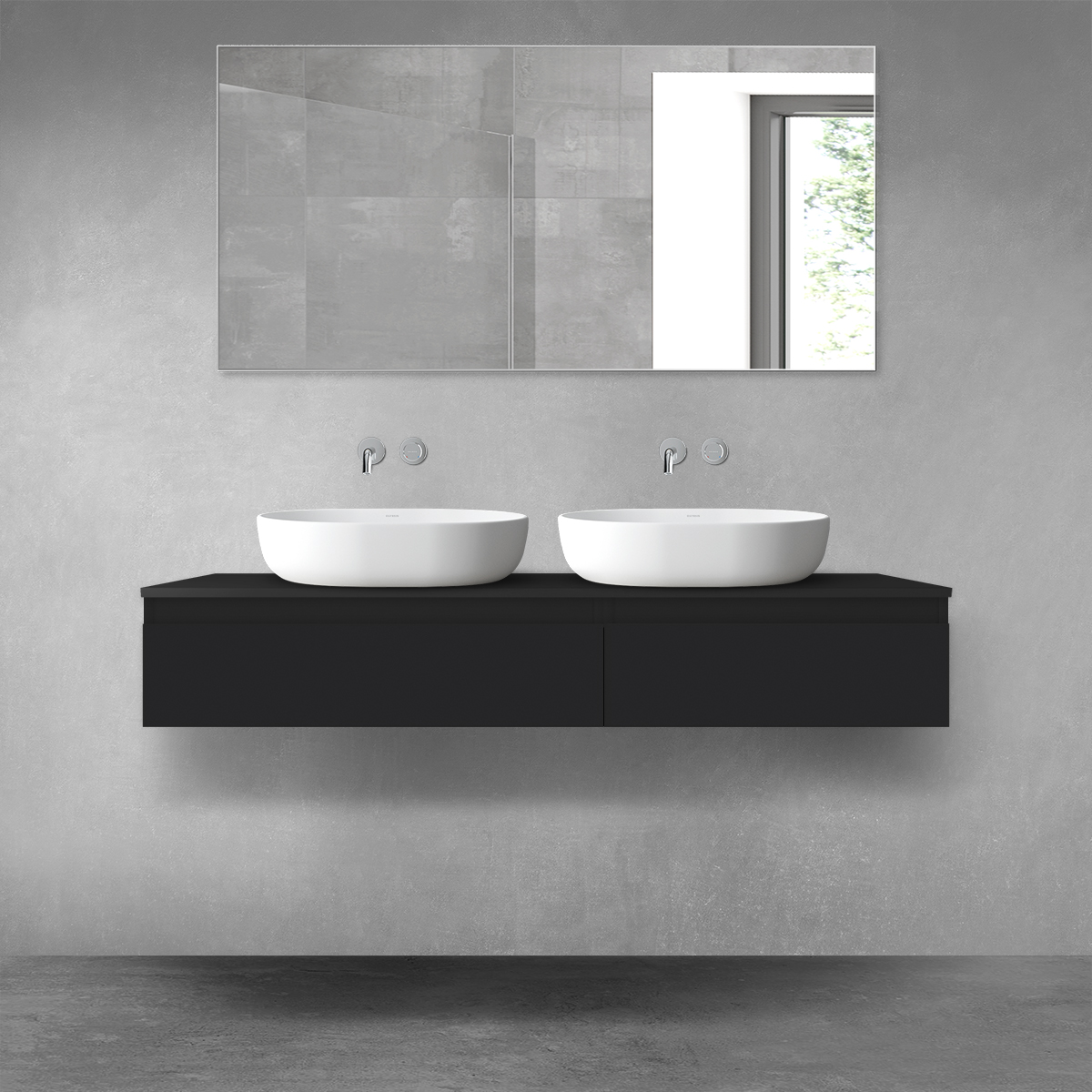 Darmowa Dostawa - Zestaw mebli łazienkowych 140x46.4x25.2 cm podumywalkowa wisząca czarna Oltens Vernal 68320300