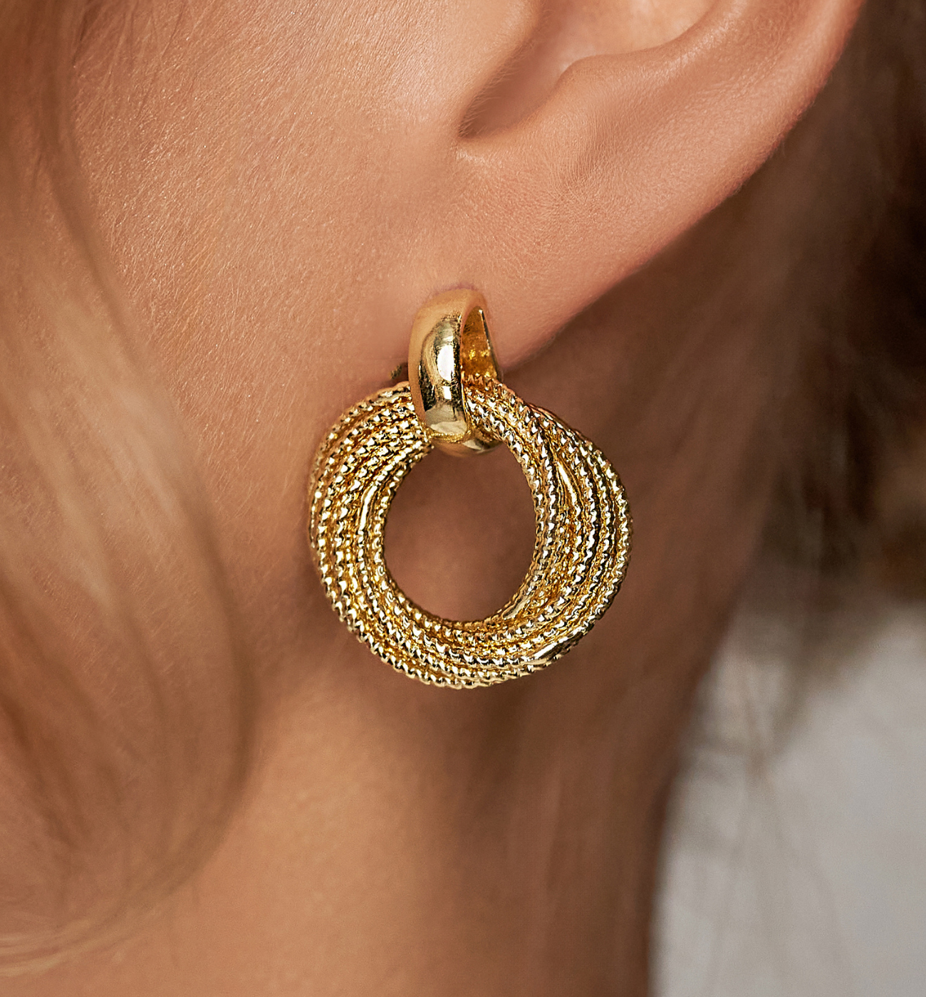 Kolczyki złote plecione Gold Rings KRG0994