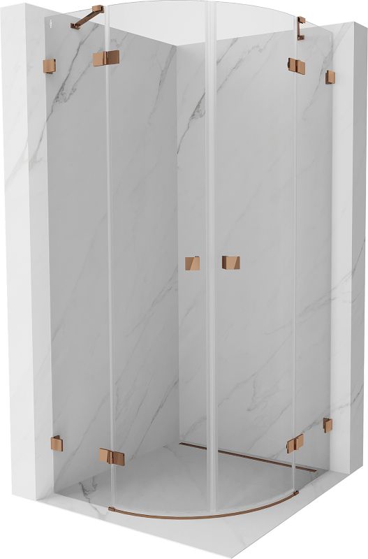 Kabina prysznicowa Mexen Lunar półokrągła uchylna 100 x 100 cm transparent różowe złoto 1 szt.