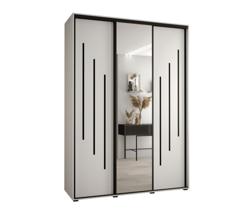 Szafa przesuwna Abiks DAVOS 9 wysoka szer.170cm gł.45cm biały/biały/czarny 1szt.
