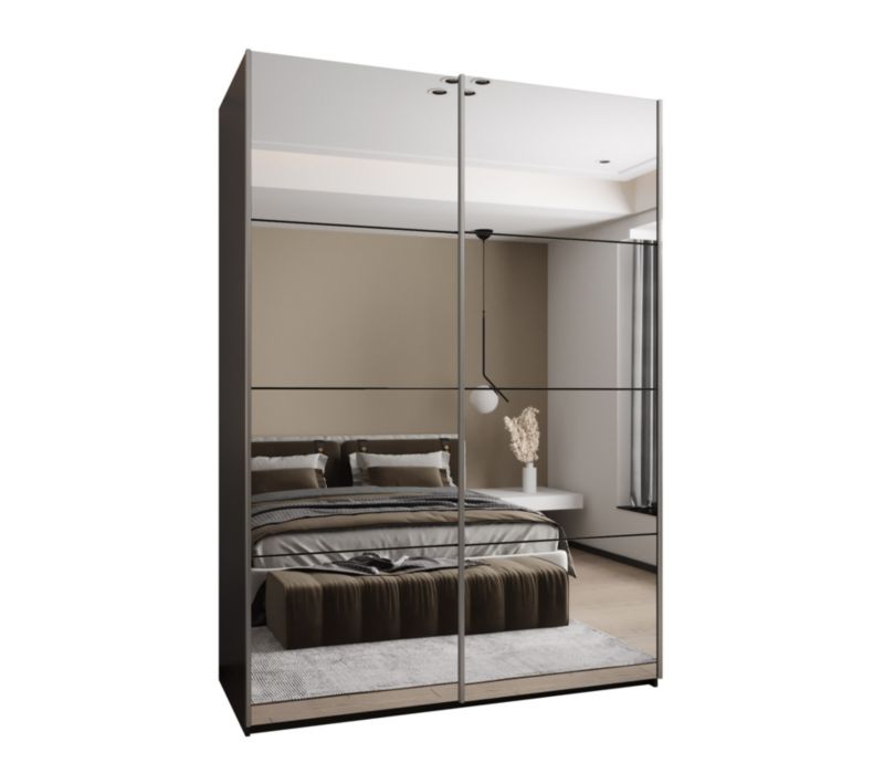 Szafa przesuwna Abiks LUX 2 wysoka szer.180cm czarny/czarny/srebrny 1szt.