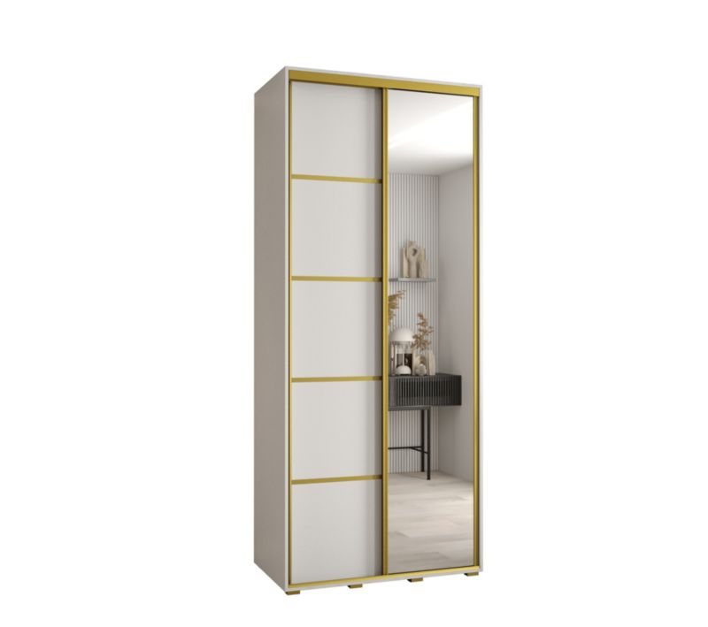 Szafa przesuwna Abiks DAVOS 5 wysoka szer.120cm gł.45cm biały/biały/złoty 1szt.