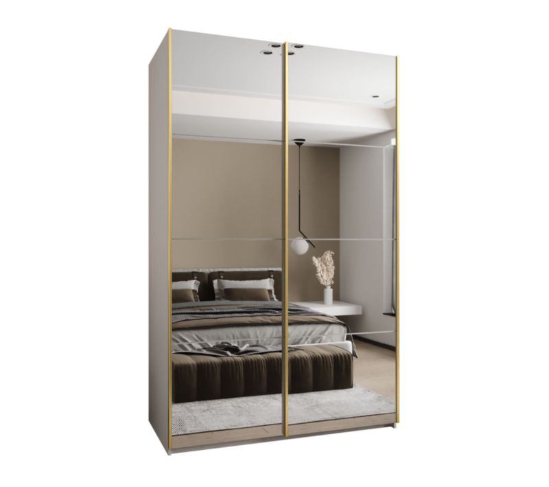 Szafa przesuwna Abiks LUX 2 wysoka szer.150cm biały/biały/złoty 1szt.
