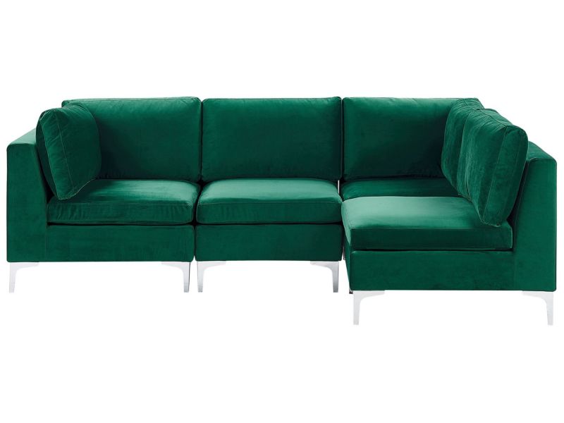 Sofa narożna Evja Zielony Welur Lewostronny 1 szt.