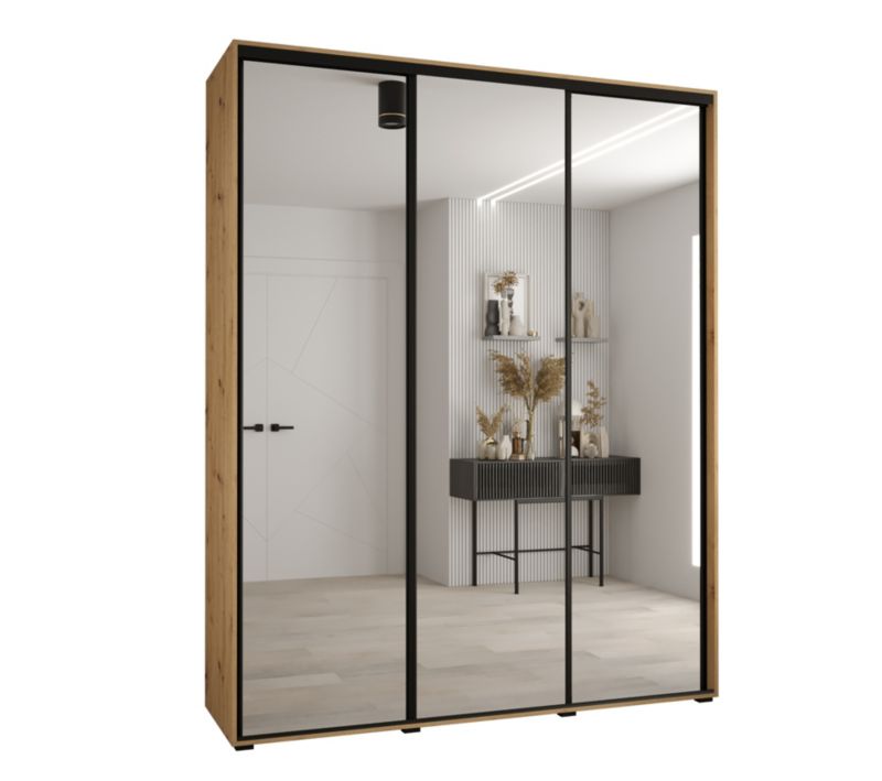 Szafa przesuwna Abiks DAVOS 2 wysoka szer.190cm gł.60cm artisan/artisan/czarny 1szt.