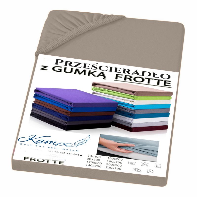 Prześcieradło gumka frotta Kam-Pol bawełna premium 140x220 beżowy 1 szt.