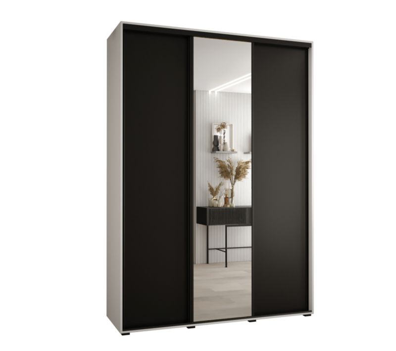 Szafa przesuwna Abiks DAVOS 3 wysoka szer.170cm gł.45cm biały/czarny/czarny 1szt.