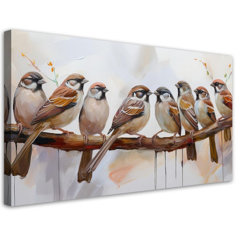 Obraz na płótnie Feeby 100x50cm Ptaki Na Gałęzi Brązowy 1 szt.