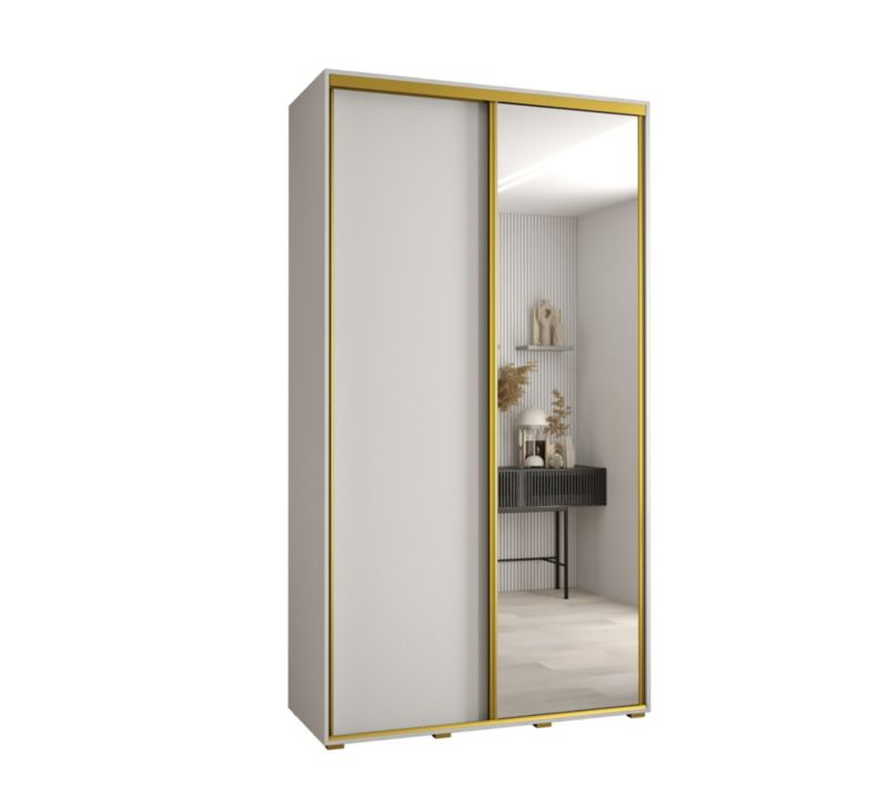 Szafa przesuwna Abiks DAVOS 3 wysoka szer.130cm gł.60cm biały/biały/złoty 1szt.