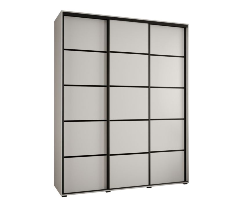 Szafa przesuwna Abiks DAVOS 4 wysoka szer.200cm gł.60cm biały/biały/czarny 1szt.