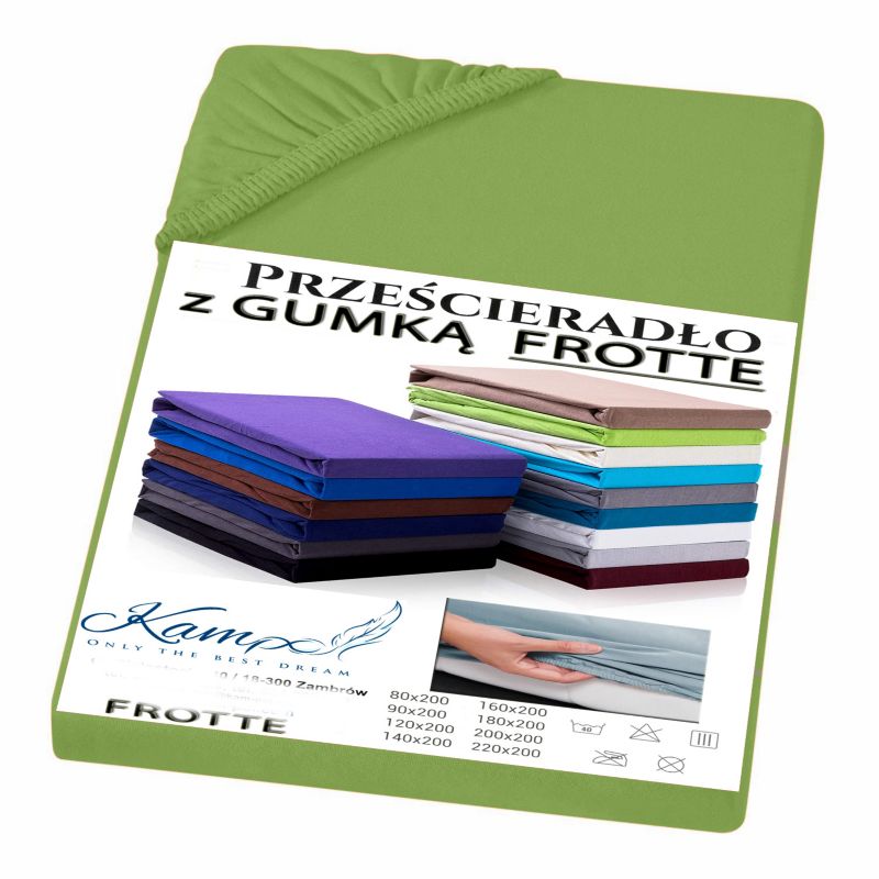 Prześcieradło gumka frotta Kam-Pol bawełna premium 180x200 zielony 1 szt.