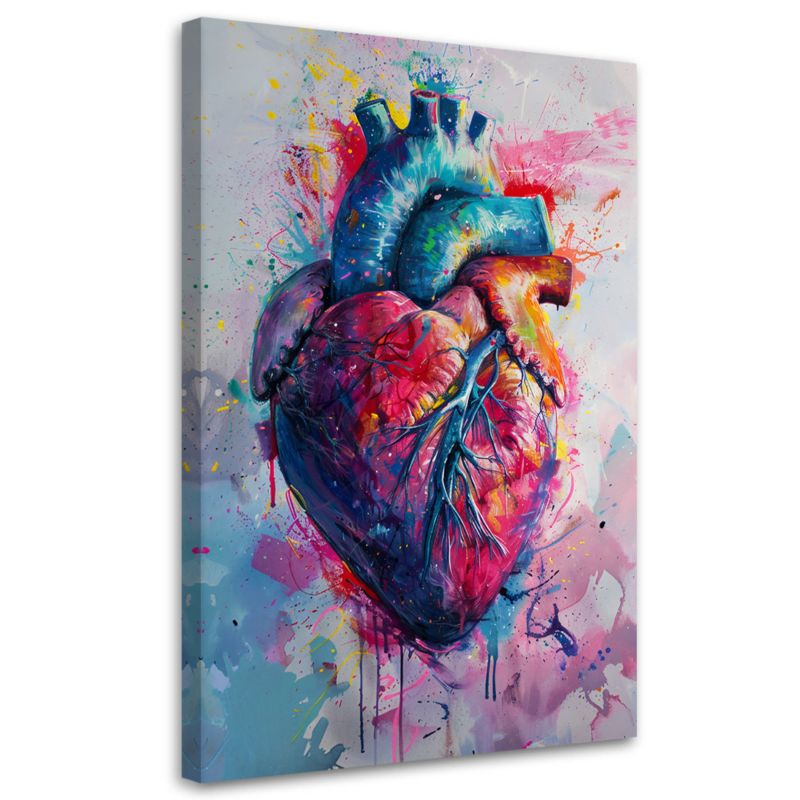 Obraz do sypialni pokoju Feeby Serce Miłość Akwarela Kolorowy 80x120 cm 1szt