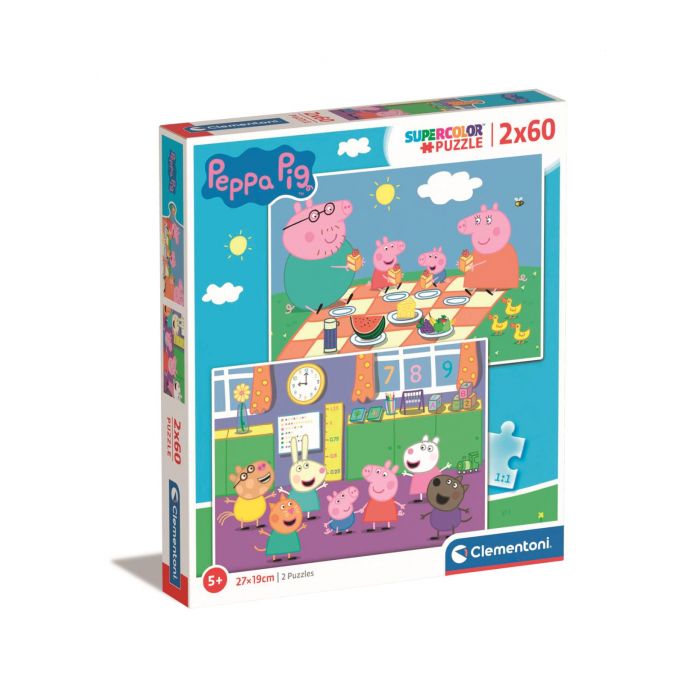Puzzle 2x 60 elementów Świnka Peppa, Clementoni