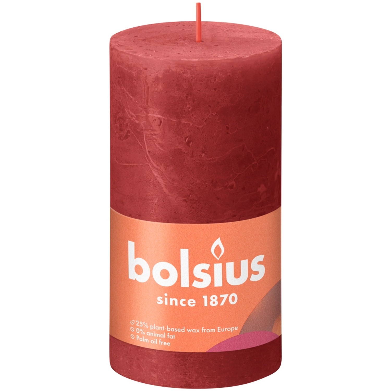 Świeca Rustic delikatna czerwień 130/68mm