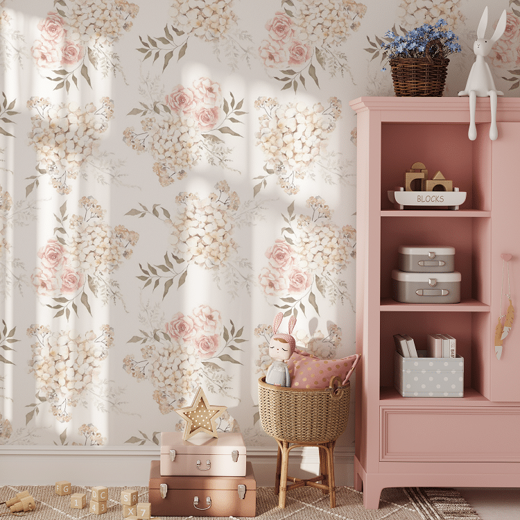 Tapeta Bohemian Flowers na bieli BW