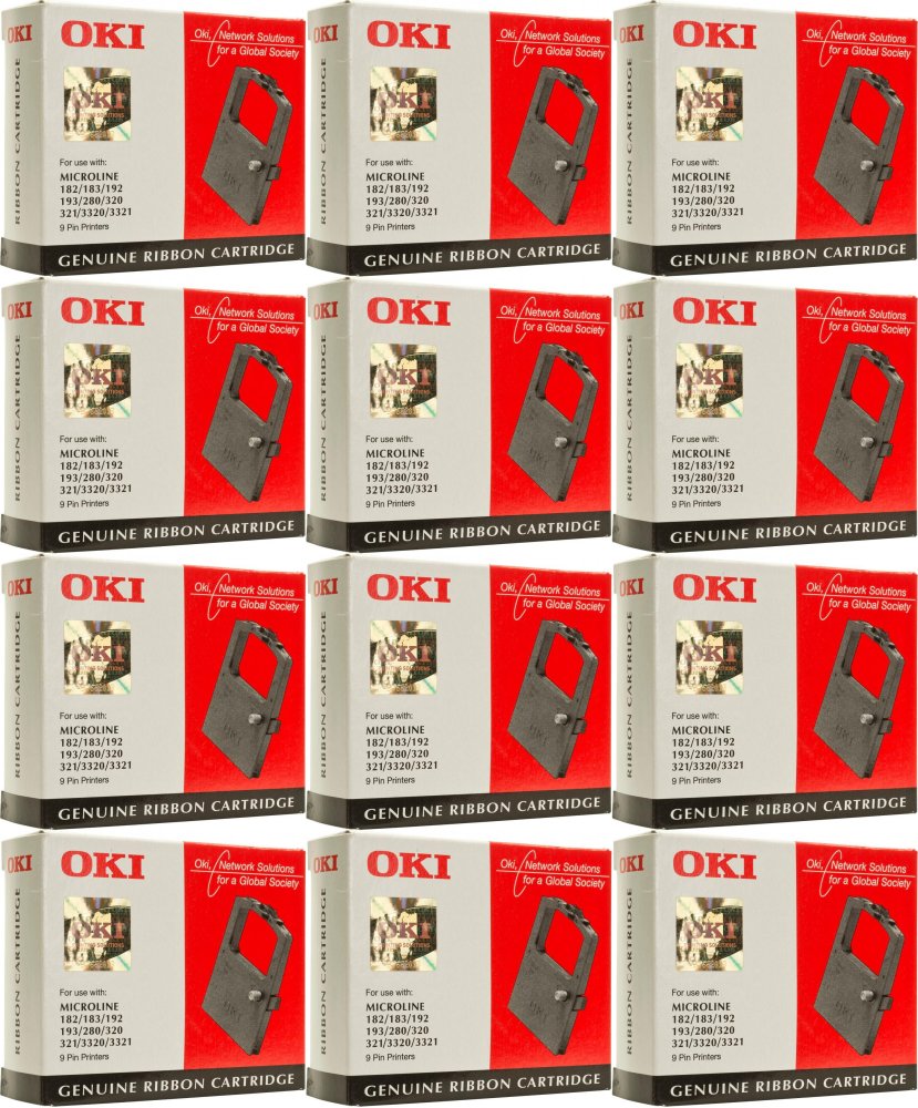 12x Kaseta Oki 09002303 (Microline seria 100/300), 3 mln znaków, black (czarny)