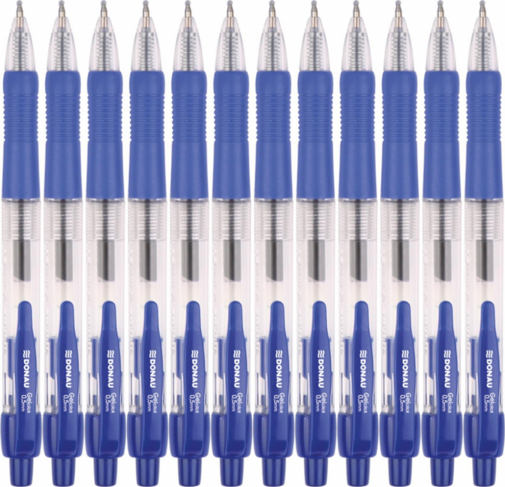 12x Długopis żelowy automatyczny Donau, 0.5mm niebieski