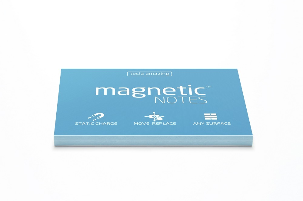 Karteczki elektrostatyczne Magnetic, 100x70mm, 100 sztuk, niebieski