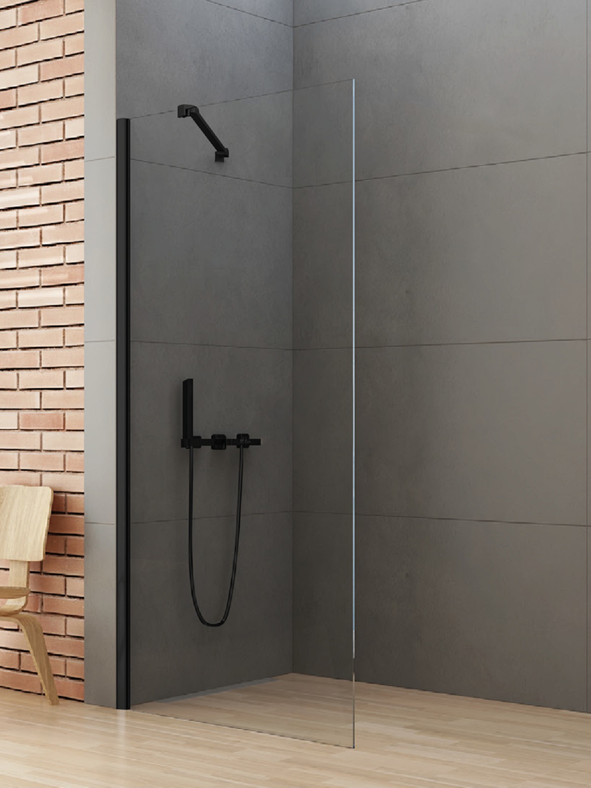 New Trendy New Soleo Black ścianka prysznicowa walk-in 110 cm czarny mat/szkło przezroczyste K-0771