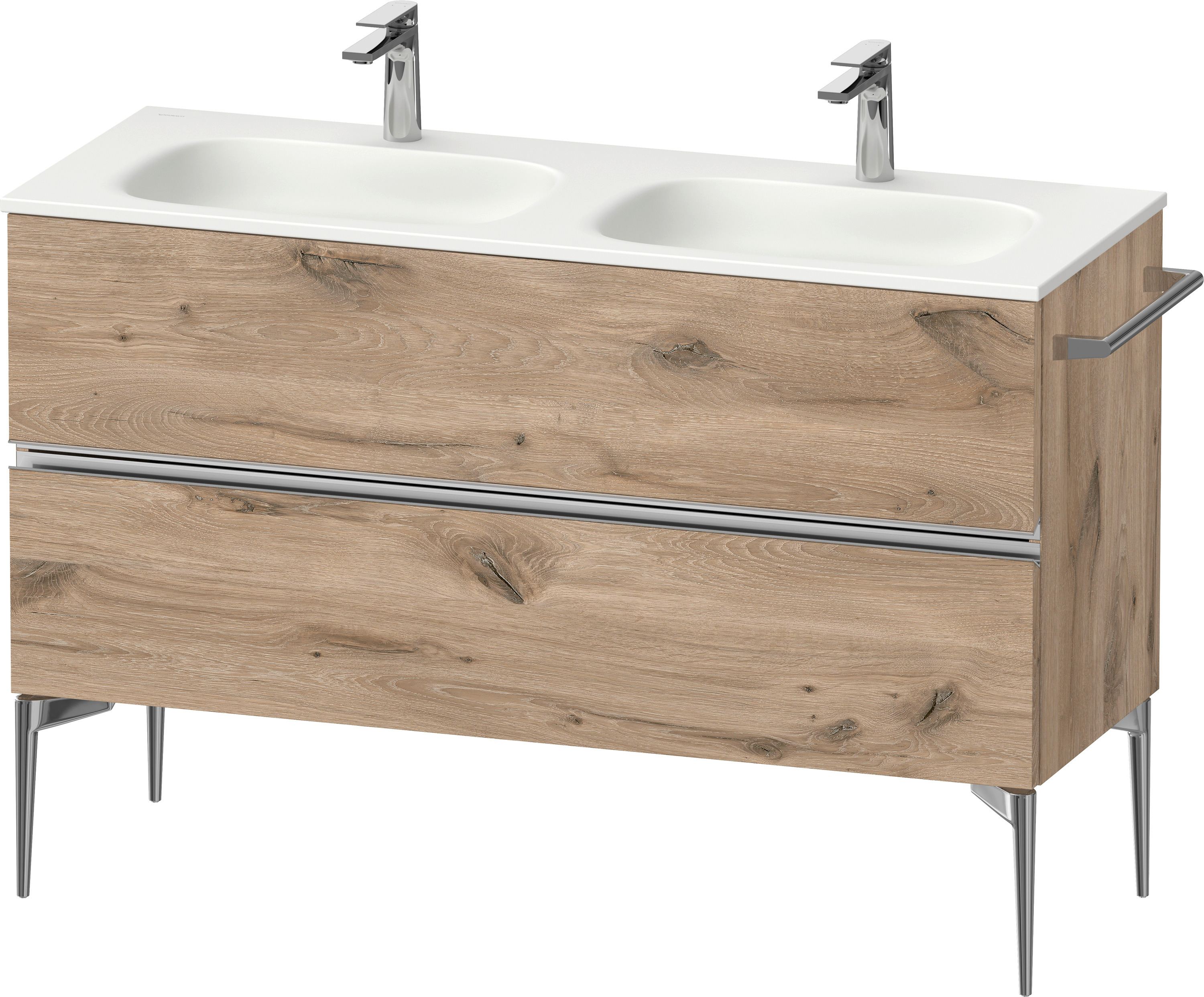 Duravit Sivida szafka 128x47,7x59,2 cm podumywalkowa wisząca dąb-chrom SV4654010550000