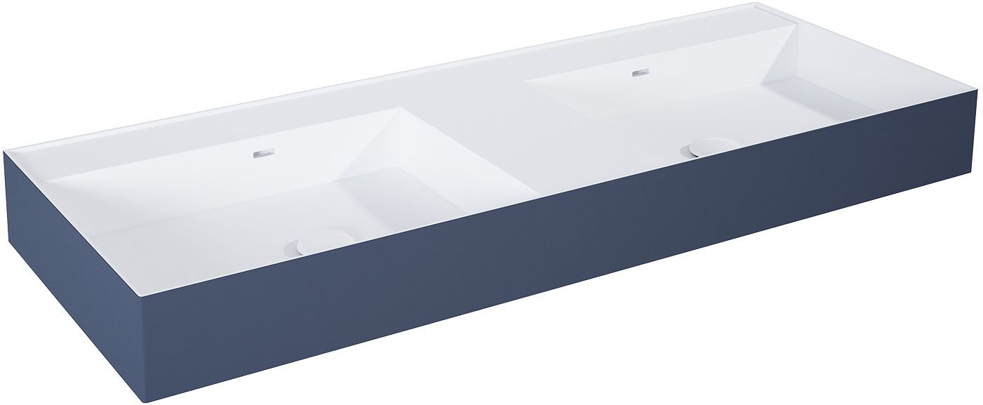 Elita Level umywalka 120,5x45,5 cm prostokątna ścienna-podwójna white/navy blue matt RE041461246210